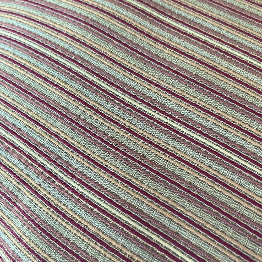 Striped gold/wine accent pillow with fringe.  Size is 14” x 18”